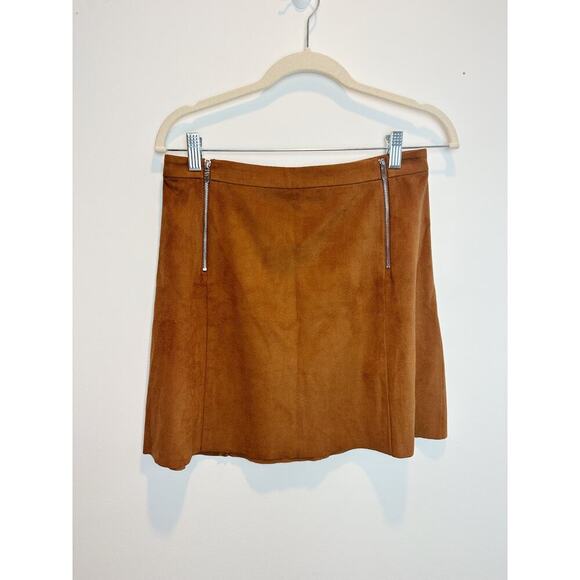 Brown Suede Zip Mini Skirt - Picture 6 of 6